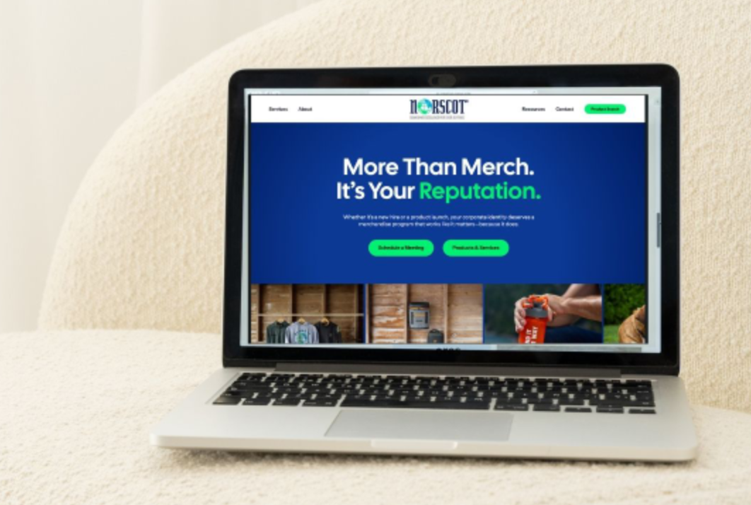 a computer with an example online company store
